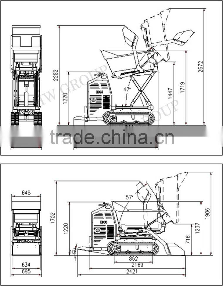 Self-Loading Mini Dumper/Chinese Mini Loader Dumper/Power Barrow