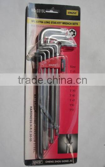 Longer type star key wrench sets