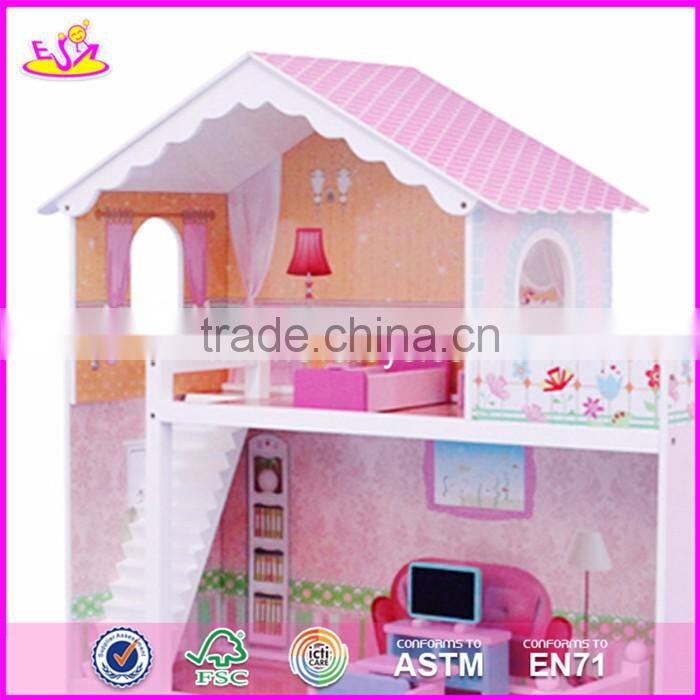 2017 Best luxurious 4 floors children wooden dollhouse kits with garage W06A238