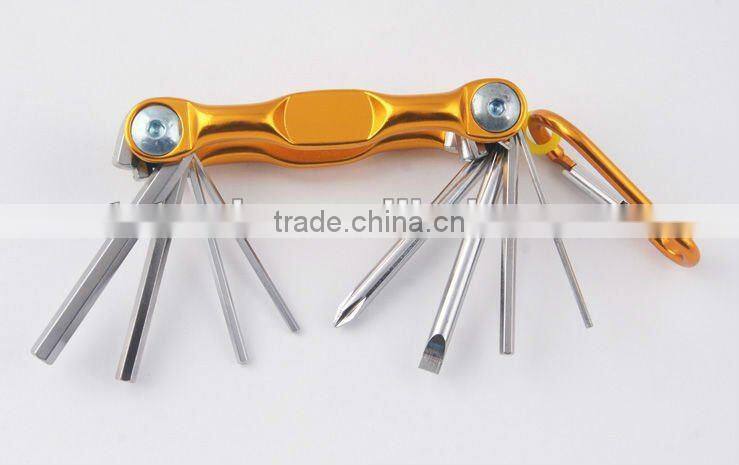 2014 new Stock pocket mini multi aluminium oxide promotion bike keychain tools 606-8