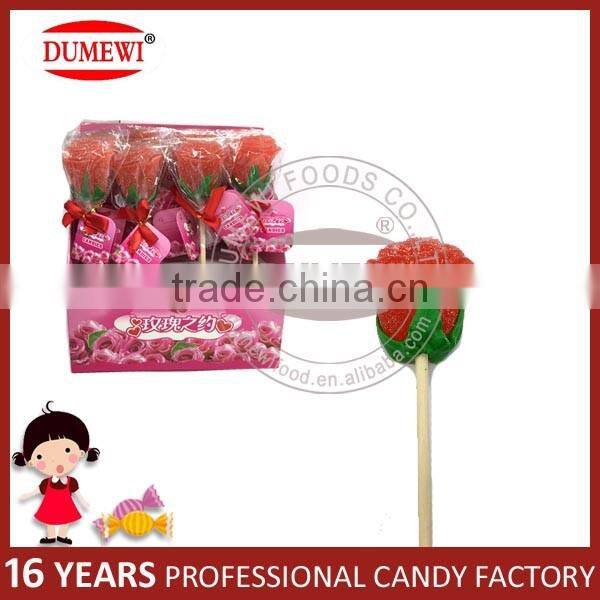 Handmade Rose Shape Jelly Soft Lollipop Candy