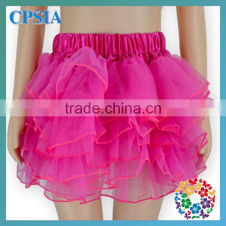 Hot Sale Last Fashion Mini Baby Girls Chiffon Hot Pink Pleated Tutu Skirts With Elastic Band Waistline girls puffy party dresses