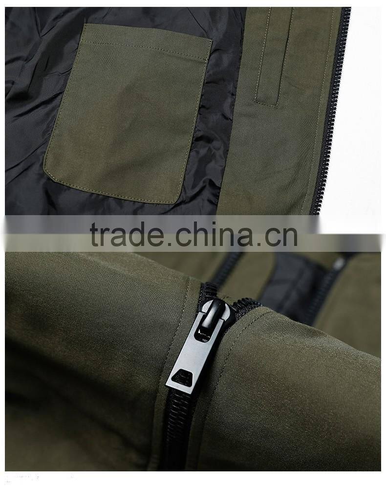 Polycotton mens jacket with sleeve zipper fashion varsity jacket plain baseball jacket