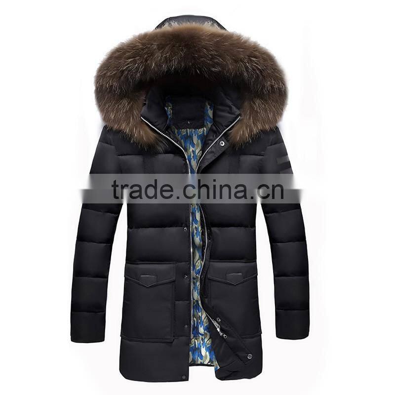 2016 top quality wind proof mens parka winter jacket with fur hood parka jackets wholesale blank