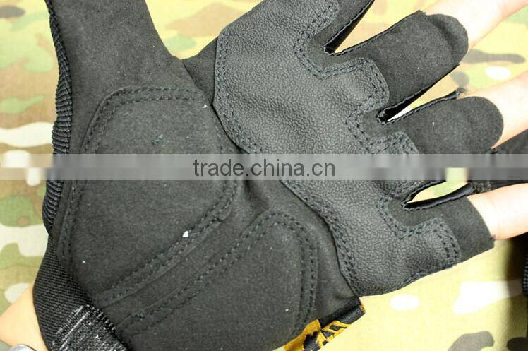 custom black antislip abrasion proof warm military half finger tactical gloves