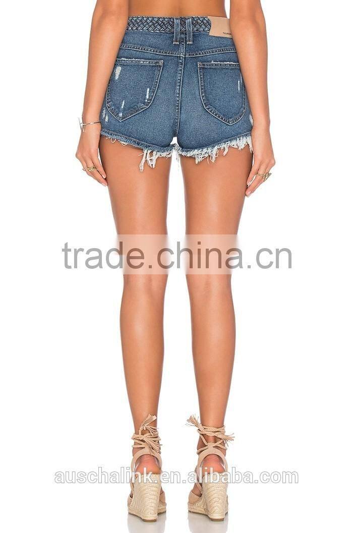 hot sale high rise custom sexy denim shorts women OEM service