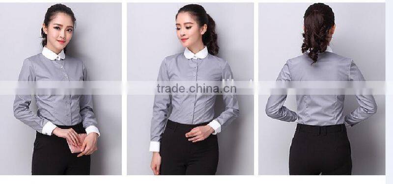 2015 latest customized office slim fit shirts ladies blouse