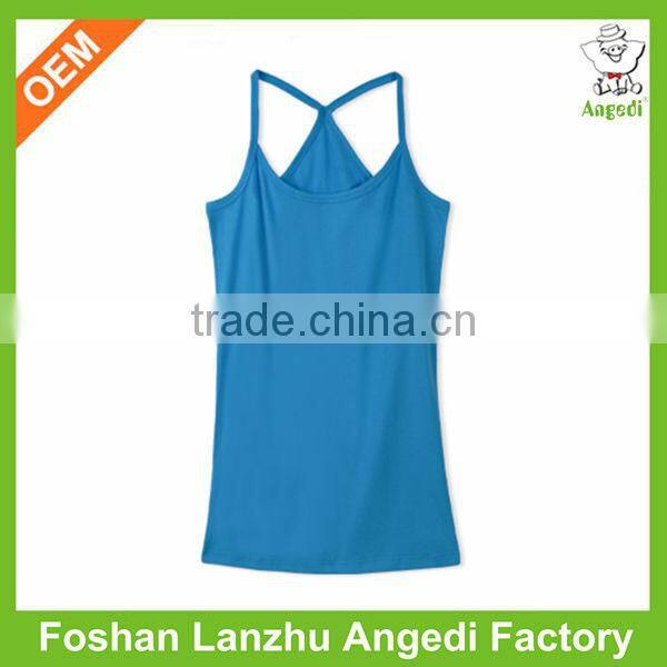 ladies plain blank slim fit tight spaghetti strap top custom gym stringer Cross-Back Tank Top tank top