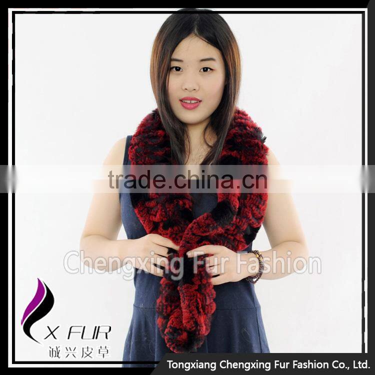 CX-S-125H Infinity Real Rex Rabbit Fur Scarf Snood White Winter Fashion Scarf