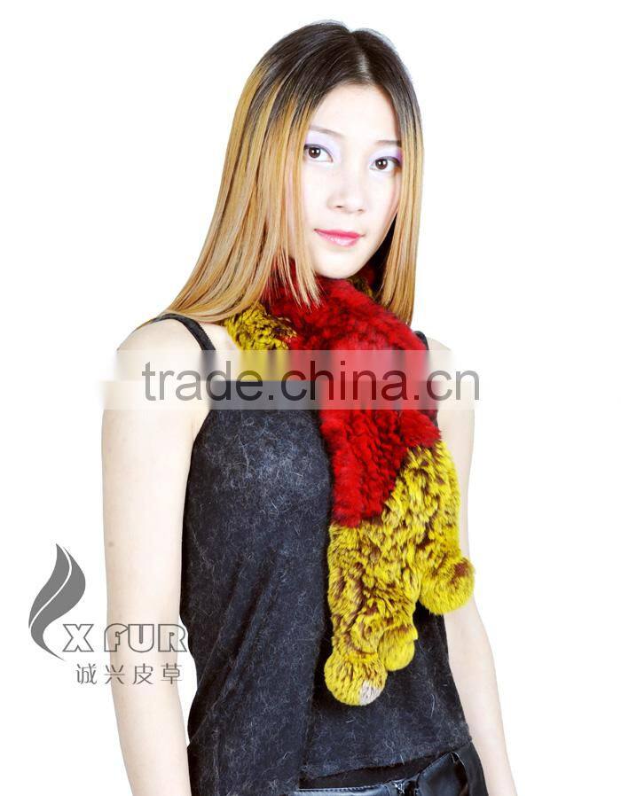 CX-S-18G Fashion Warm Ladies Dyed Fur Rex Rabbit Fur Square Scarf Wholesale