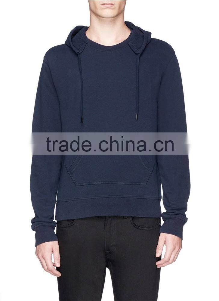 neck blank hoodie elbow leather no drawstring leather sleeve sweatshirt