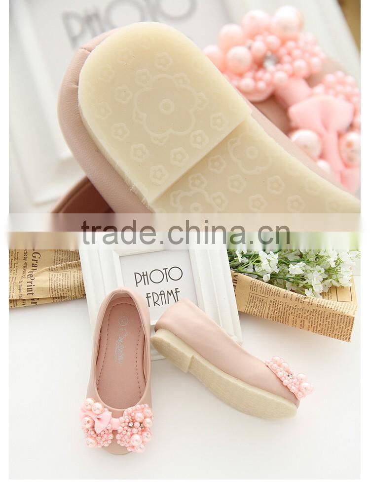 girls fancy leather school shoes children pearls flat shoes