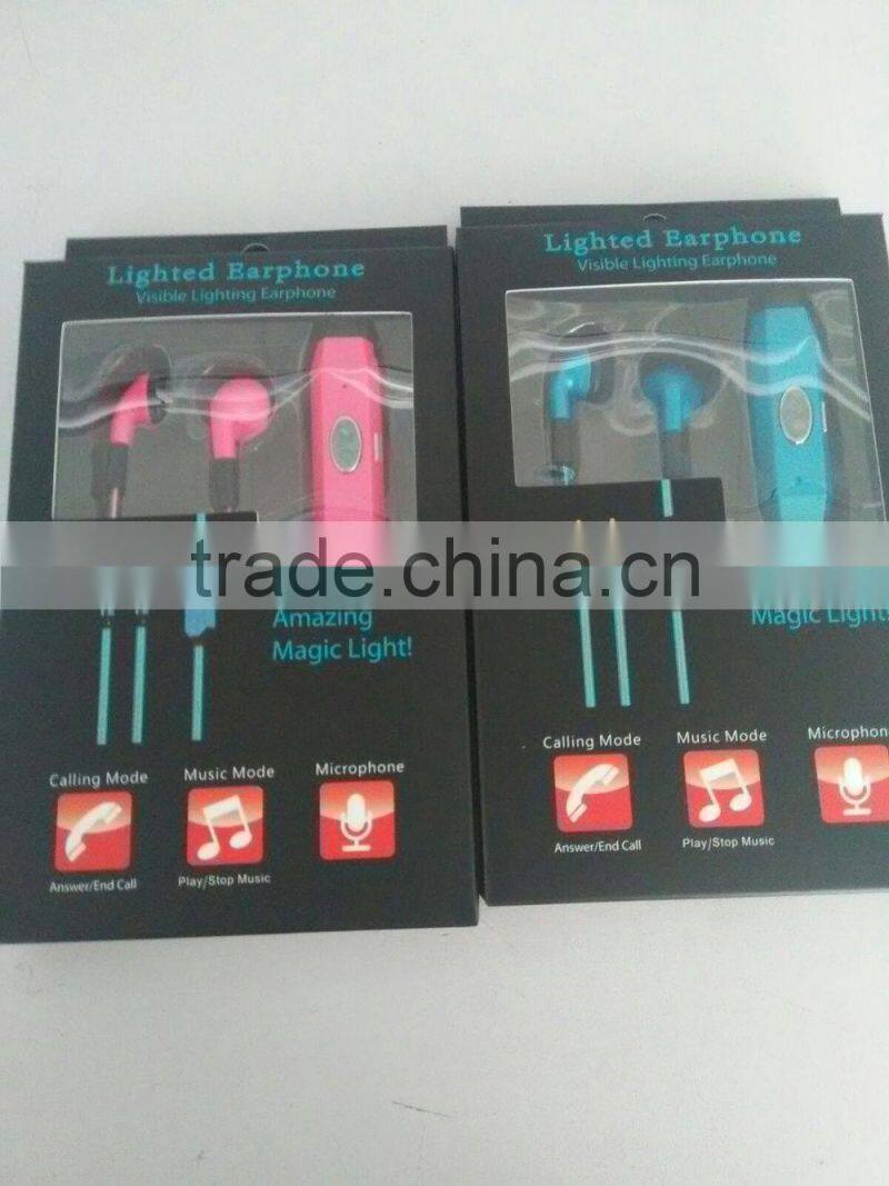 2015 Newest!!! sound music light und active earphone glow with the music Can pick up the phone