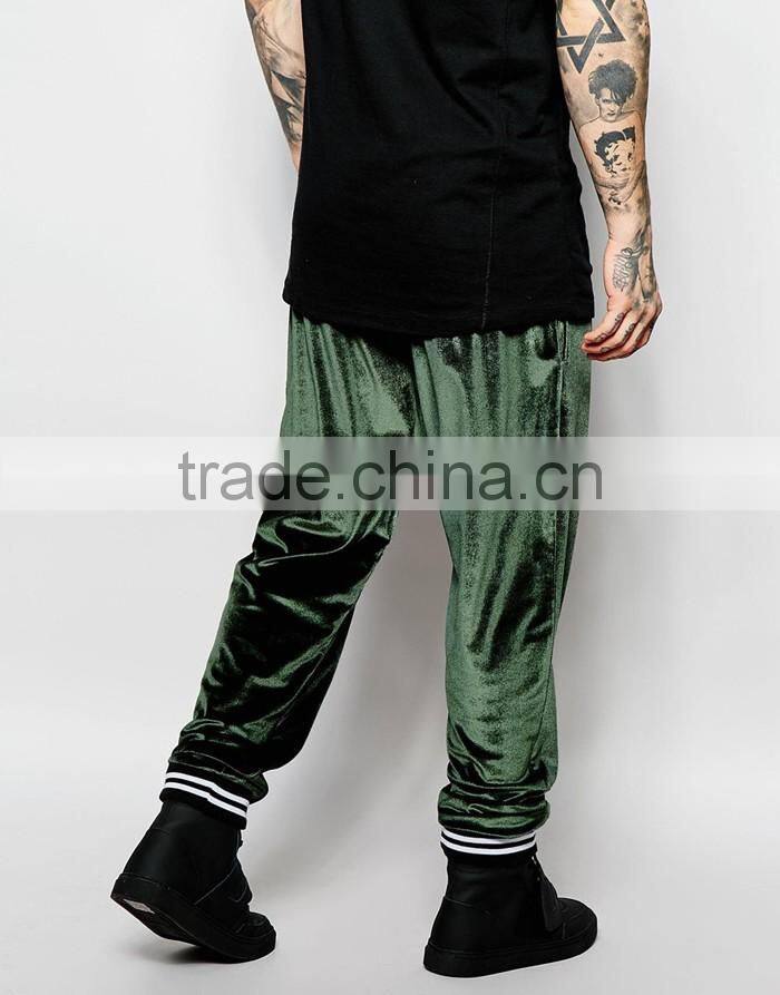 Dark green velour joggers wholesale sweatpants mens