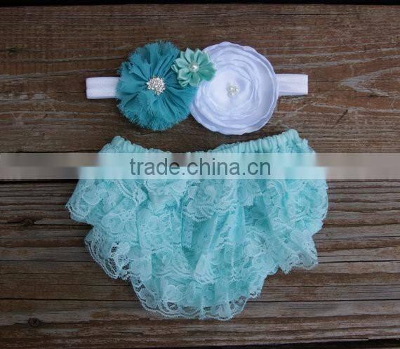 Cute cotton baby ruffle bloomer with bowknot infant diaper cover wholesale children's boutique clothes