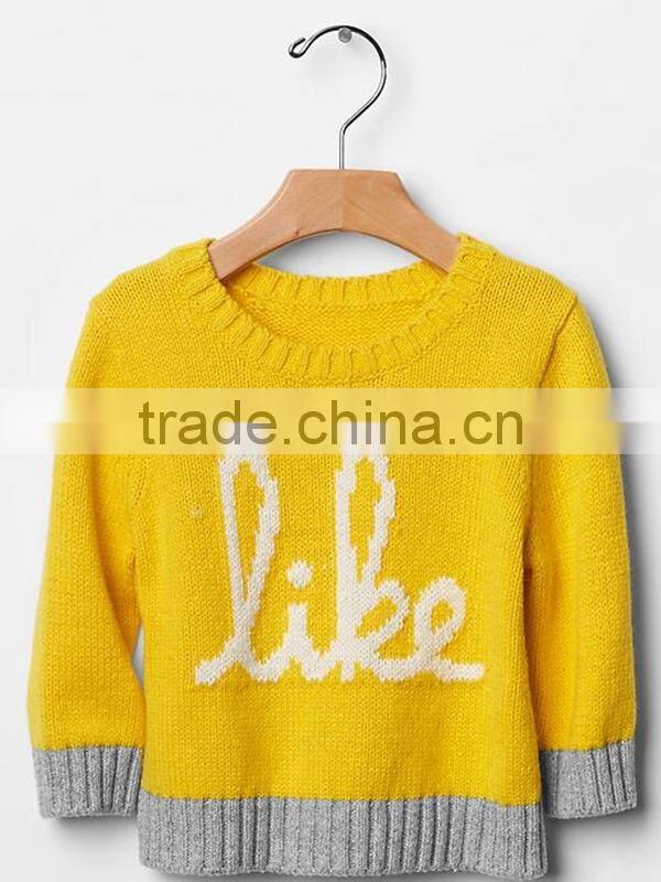 Baby girl contrast trim wool pullover sweater