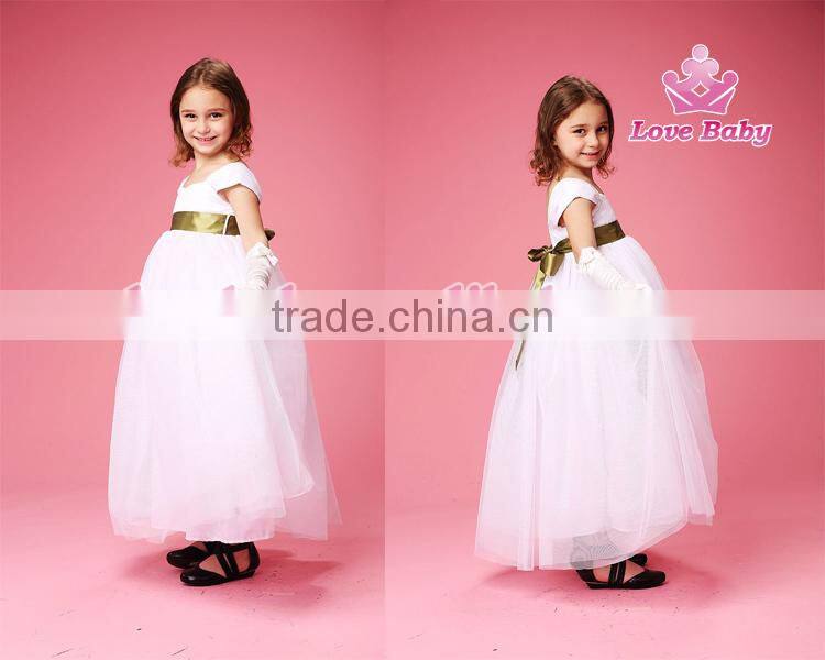 Baby Girls White Party Wedding Elegant Short Sleeves Maxi Dresses
