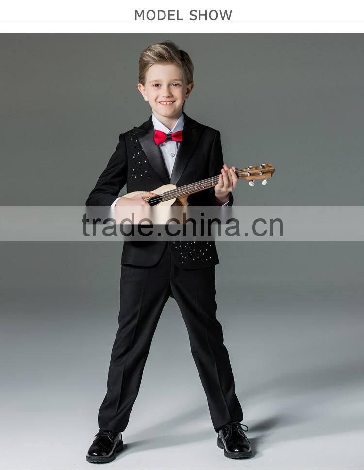 ELPA black 3 piece flower boy formal designer slim fit suits for kids