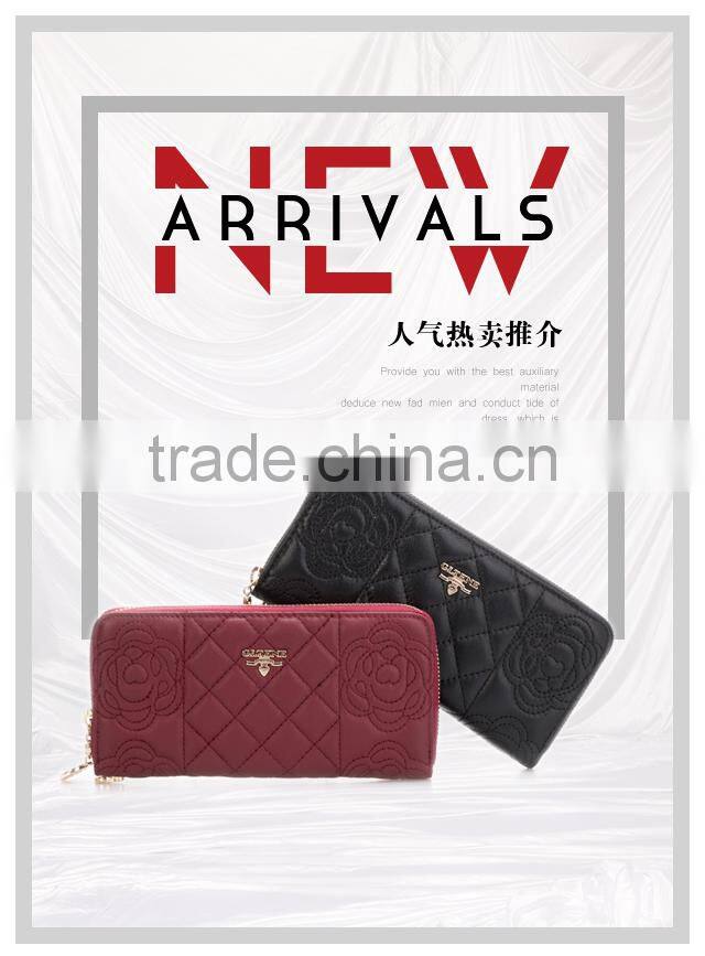 2017 Luxury Fashion Women Wallet Long Purse Bueatiful Flower Embossing Zipper Woman Leather Purse