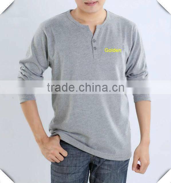 Long sleeve men's cotton emboridery tshirts 201316