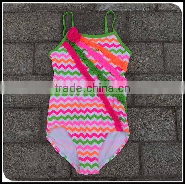 2016 Cute Stocked!! Children Swimwear Baby Girl Bikibi Swimsuit Rainbow Chevron Beachwear For European Children girls swimsuit