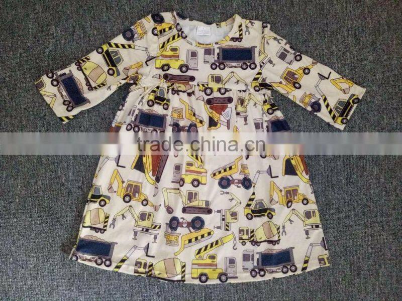 2017 hot sale cartoon printed fashion children girl dress