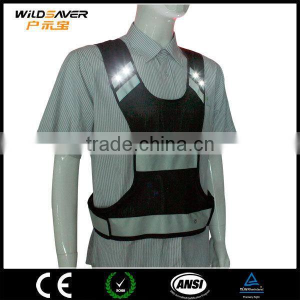 Flashing LED safety black mesh vest light up at night