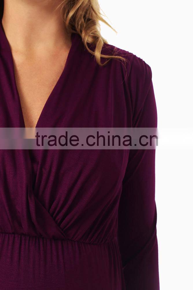 PURPLE LONG SLEEVE MATERNITY/NURSING TOP