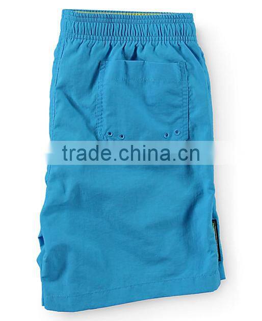 Wholesale poly plain dyed elastic shorts men beach swim men shorts