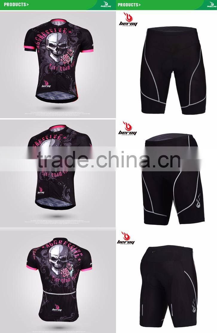 BEROY custom downhill bike cycling clothing short sleeve suit for men,pattern of skull