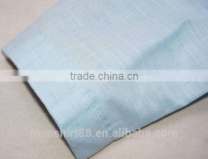 2016 latest design custom elegant sim fit mandarin collar linen shirt