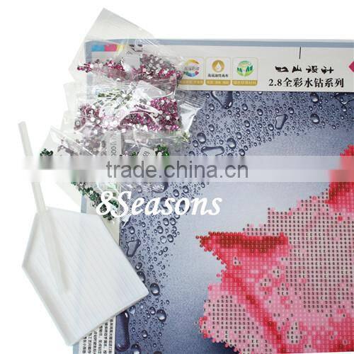 Handmade Pink Flower Embroidery Diamond Painting DIY Kit Cross Stitch