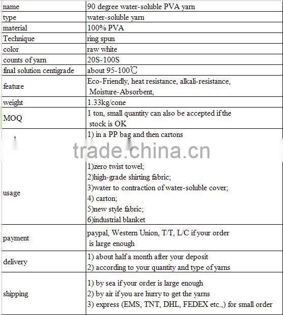 80S/1 pva water blocking yarn