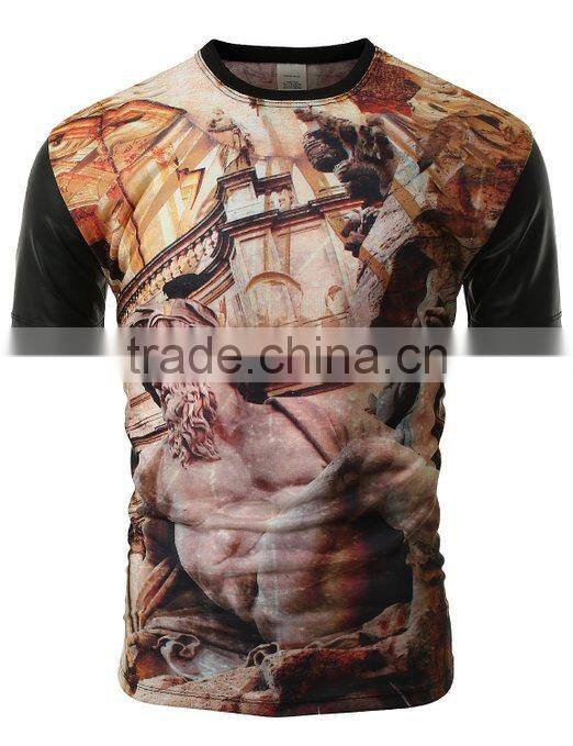 Promotional Custom short sleeve muscle fit t-shirt wholesale 100% polyster soft