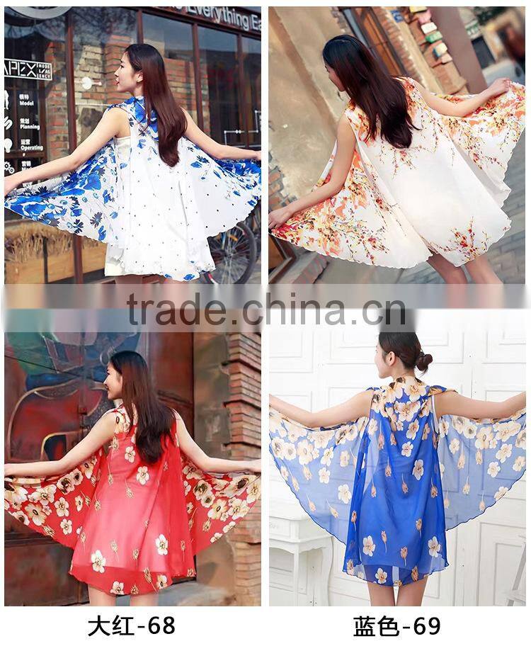 women summer sleeveless tops ladies plus size print floral kimono sexy S63034