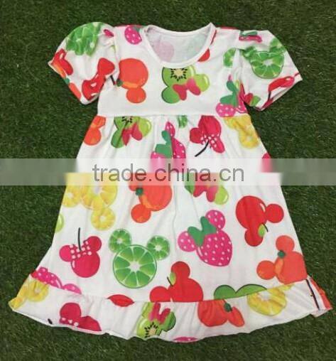 CH00297YIWU BOYA Cotton milk silk ruffle dress kids clothes melea grididare prints wearing boutique dresses