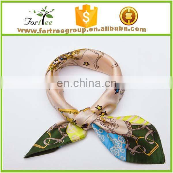 ladies' custom logo satin bandana women's stylish scarf for adults promotional customized imitated silk bandana