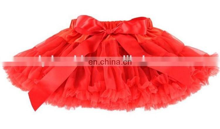 2016 Spring Style Fashion Red Rainbow Tutu Skirt With Green Ribbon