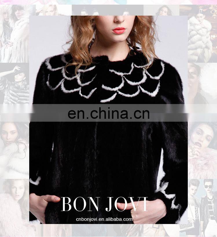 Luxury Mink Fur Overcoat Ladies Fur Dress Fly Wing Pattern Mink Fur Coat