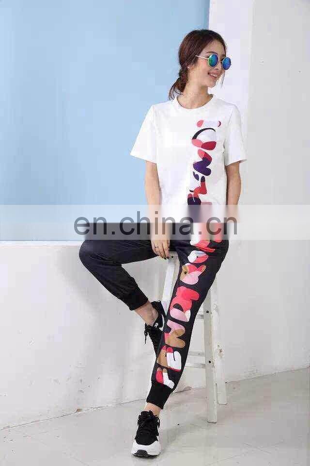 2015 new white top and long pants hot sell two piece set