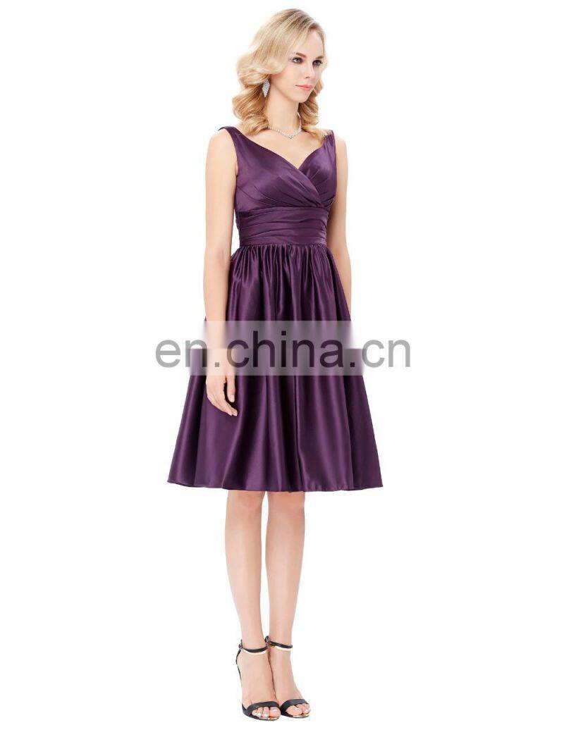 Grace Karin Sleeveless V-Neck Satin Purple Color Homecoming Dress Short Prom Party Dress 8 Size US 2~16 GK000126-2