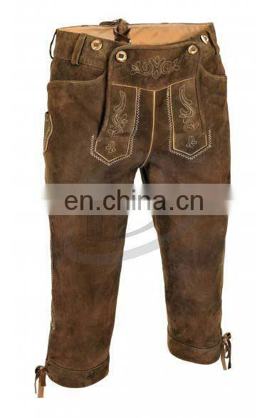 Bavarian Lederhosen, Kniebund hosen, Men ledersosen trachten lederhosen leather pants with suspenders ( Bavarian Garments)
