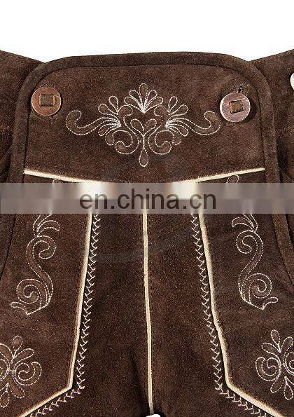 Authentic german bavarian lederhosen dark brown suede leather (Bavarian Clothing)
