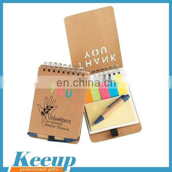 Logo customized Cheap Recycled Notebook with Stick and ballpen