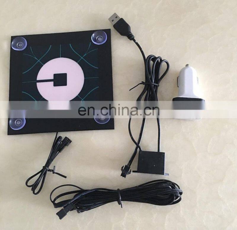 new uber glow car sticker with rubber suction cup attach on the car window DC3V USB DC12V inverter