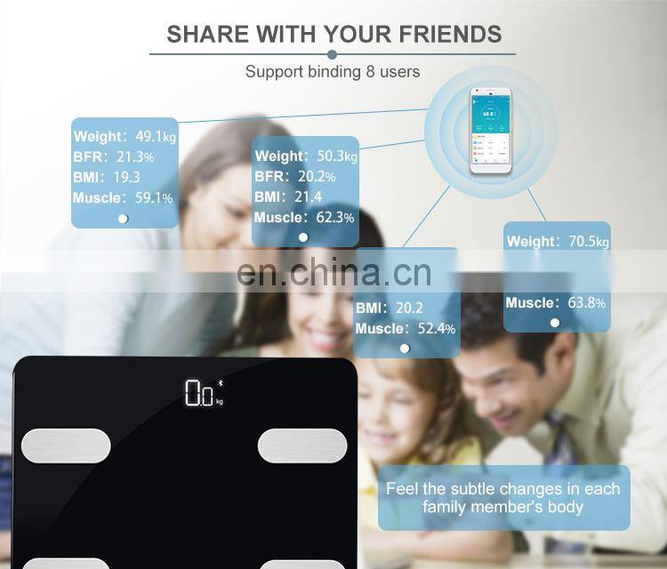 1Year Warranty Blue Tooth 180Kg Body Weight LCD Display Digital Bathroom Scale Glass Panel