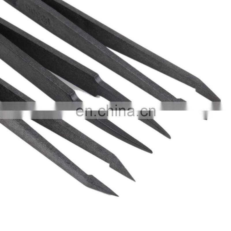 Plastic Heat Resistant Straight Bend Anti-static Tool Tweezer 7pcs
