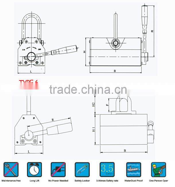 YS-100 permanent magnetic lifter for crane