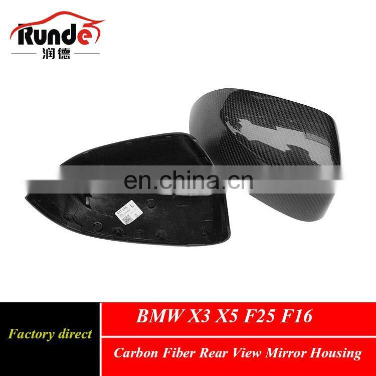 Runde New Arrival Dry Carbon Fiber Rear View Mirror Shell Cover Housing For 2013-2018 BMW X3 X5 F25 F16