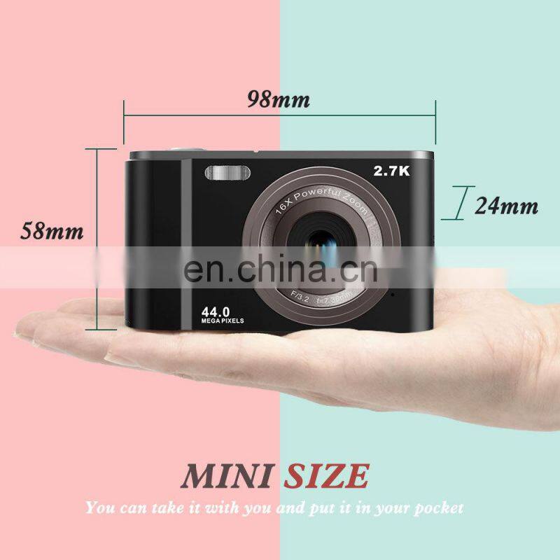 2.7K 44MP 16X Digital Zoom 700mAh Lithium Battery Photo Digital kids video Camera made in China